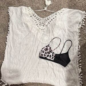 Leopard Print and Black Bikini Top an cover up